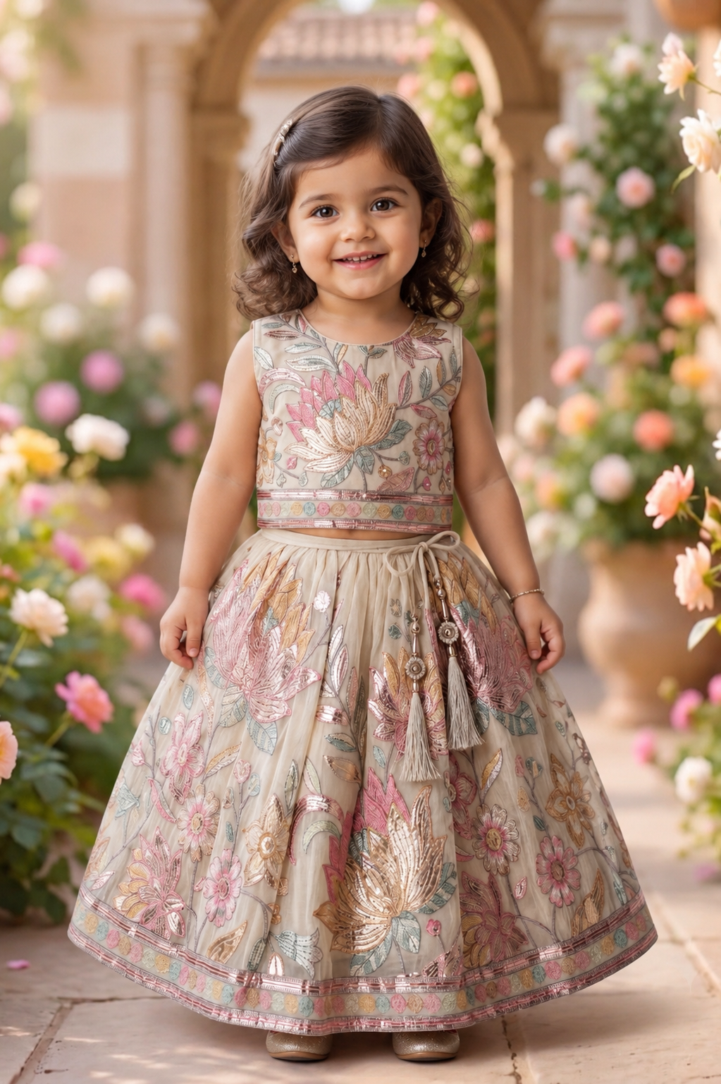 Cream Color Grand Lehenga Choli Set