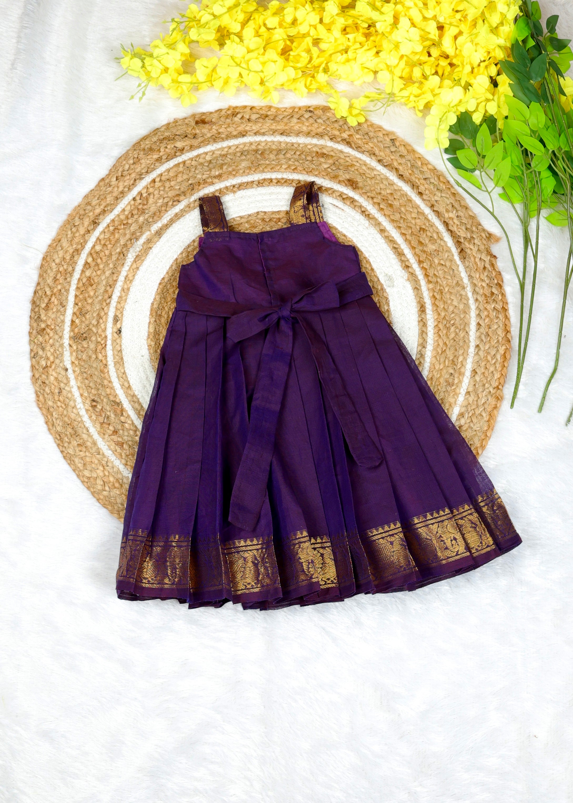 MEERA - Kanchi Cotton Frock in Dark Purple Color - Festive Launch for Your Little One