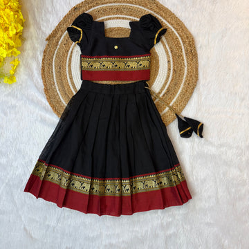 Black Color Narayanapet Cotton Paavadai and Sattai