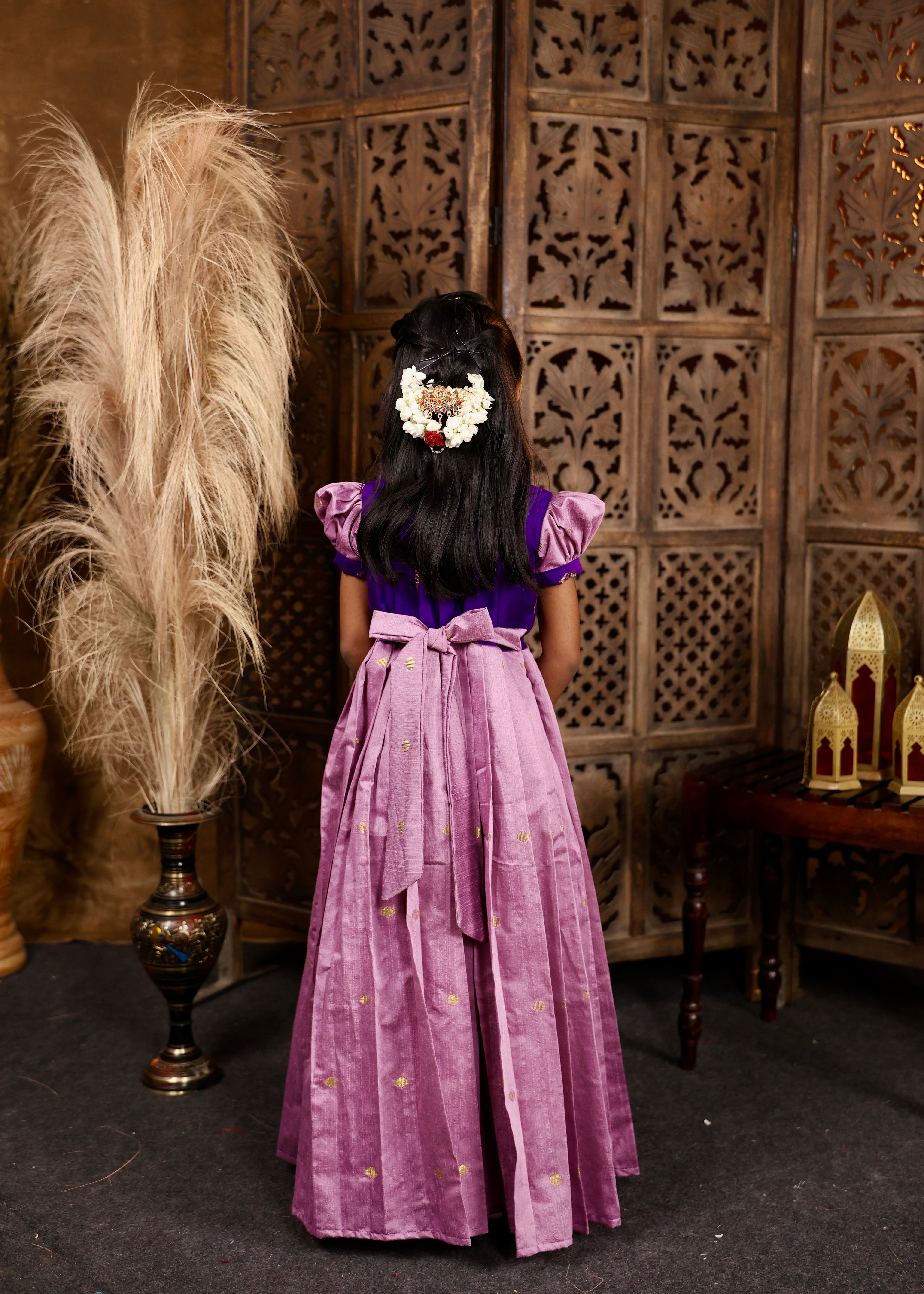 NAYAM - The Vintage Collection - Purple and Lilac Combo Premium Raw Silk Ethnic Long Frock