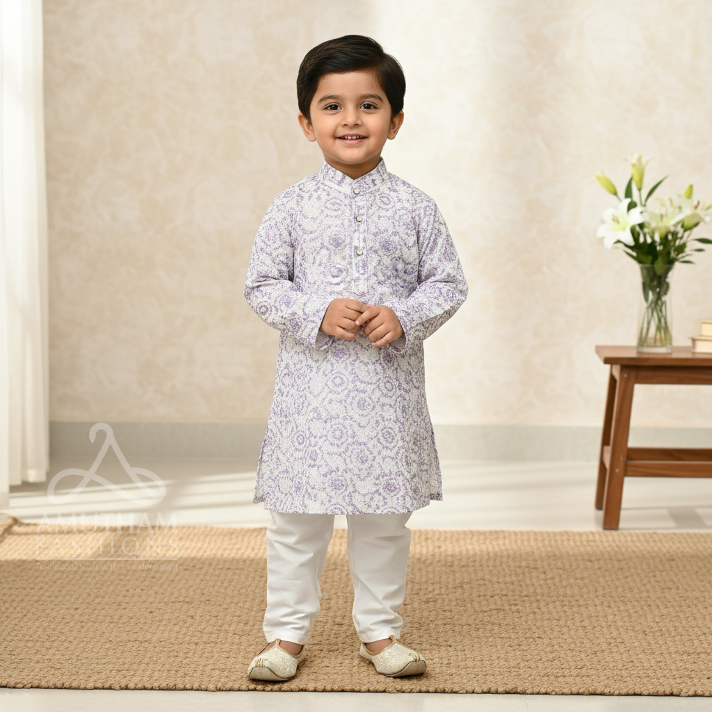 Mini gentleman in kurta pyjama – Purple Color