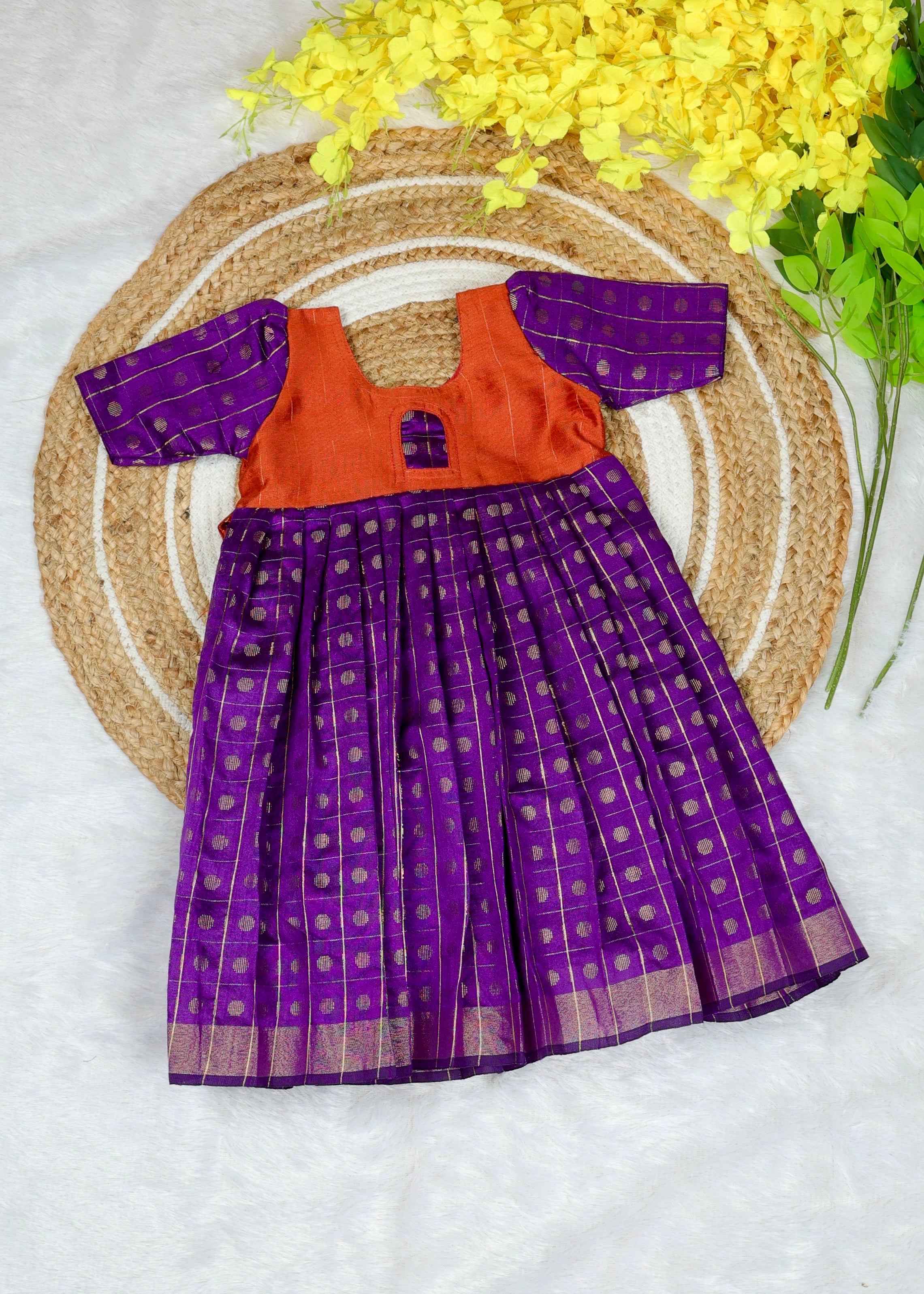 Orange and Voilet Frock - Long Sleeve