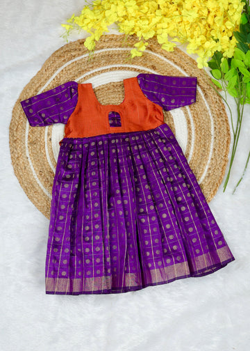 Orange and Voilet Frock - Long Sleeve