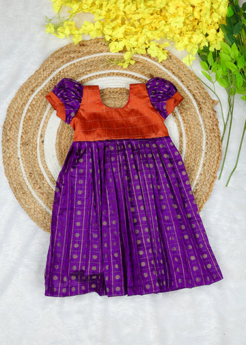 Orange and Voilet Frock - Short Sleeve