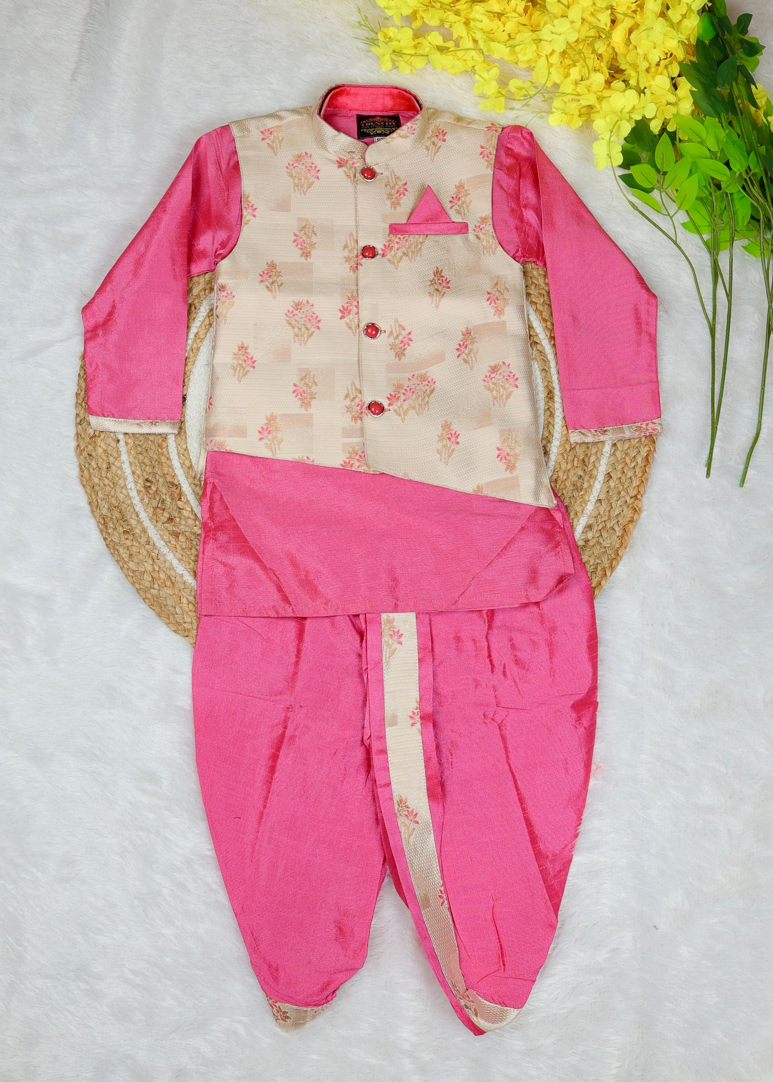 Stylish Indo-Western coat suit for boys – Light Pink