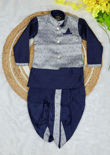 Stylish Indo-Western coat suit for boys – LIGHT BLUE AND DARK BLUE