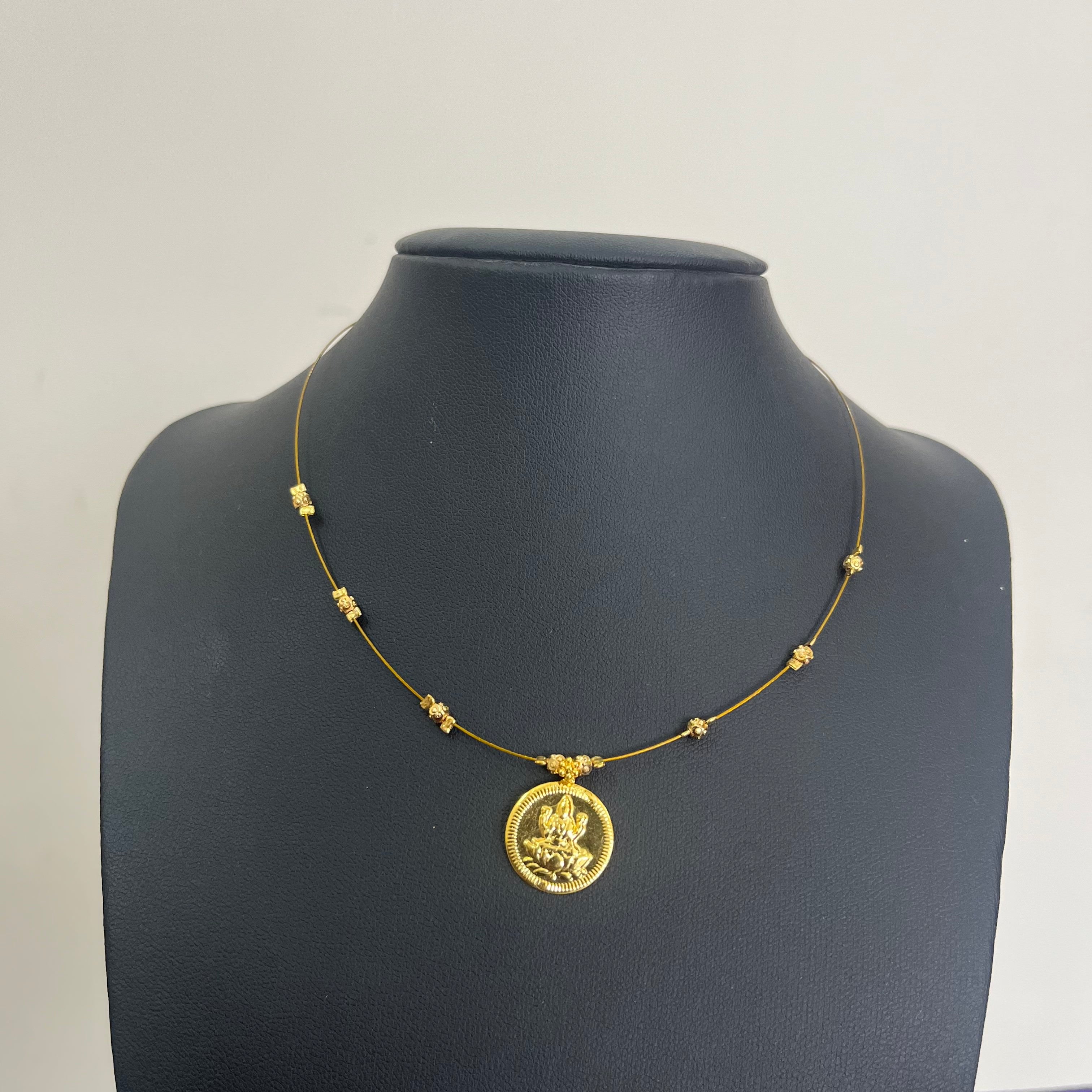 Lakshmi Coin with golden beads invisible Necklace