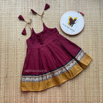 Maroon Narayanpet Cotton Frock