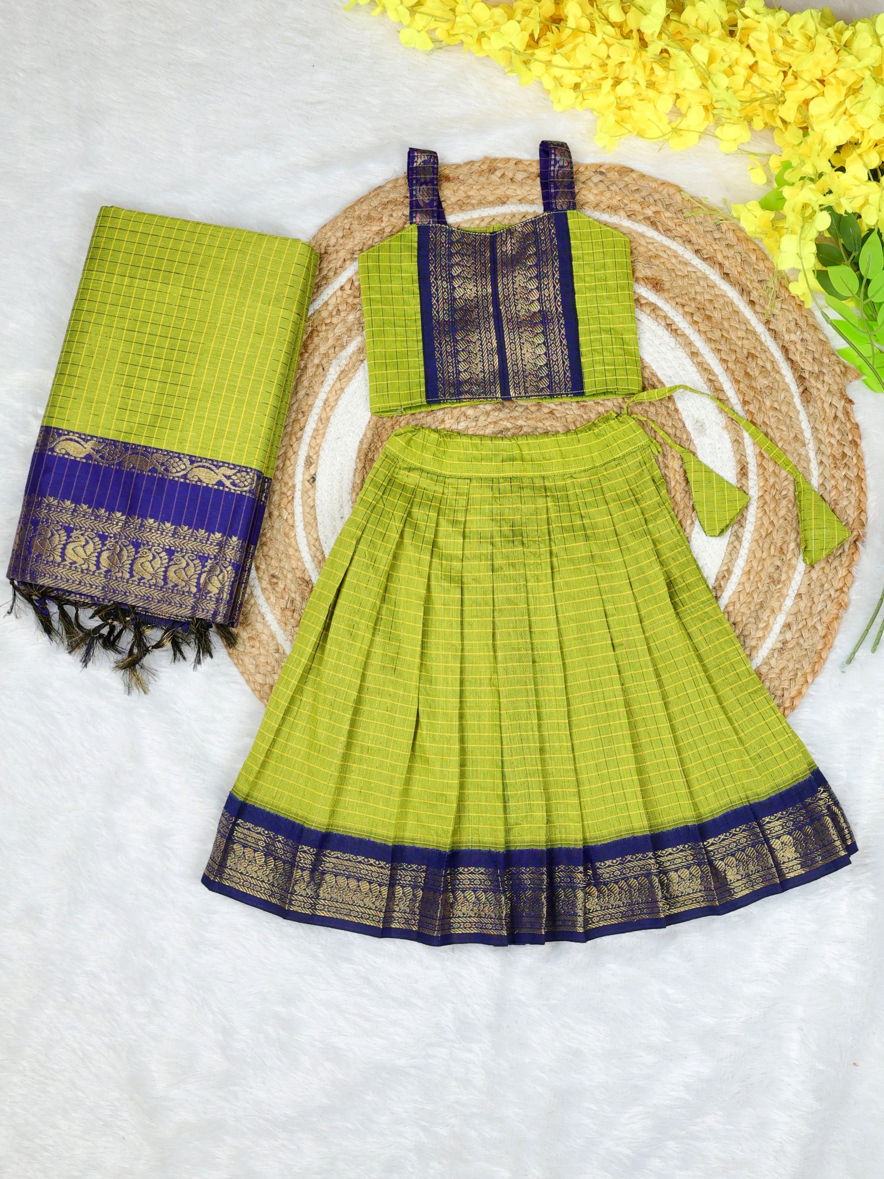 Parampara - The Grand Twinning Edit | Mom & Daughter Festive Collection - Light Green and Dark Blue