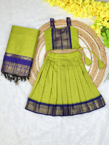 Parampara - The Grand Twinning Edit | Mom & Daughter Festive Collection - Light Green and Dark Blue