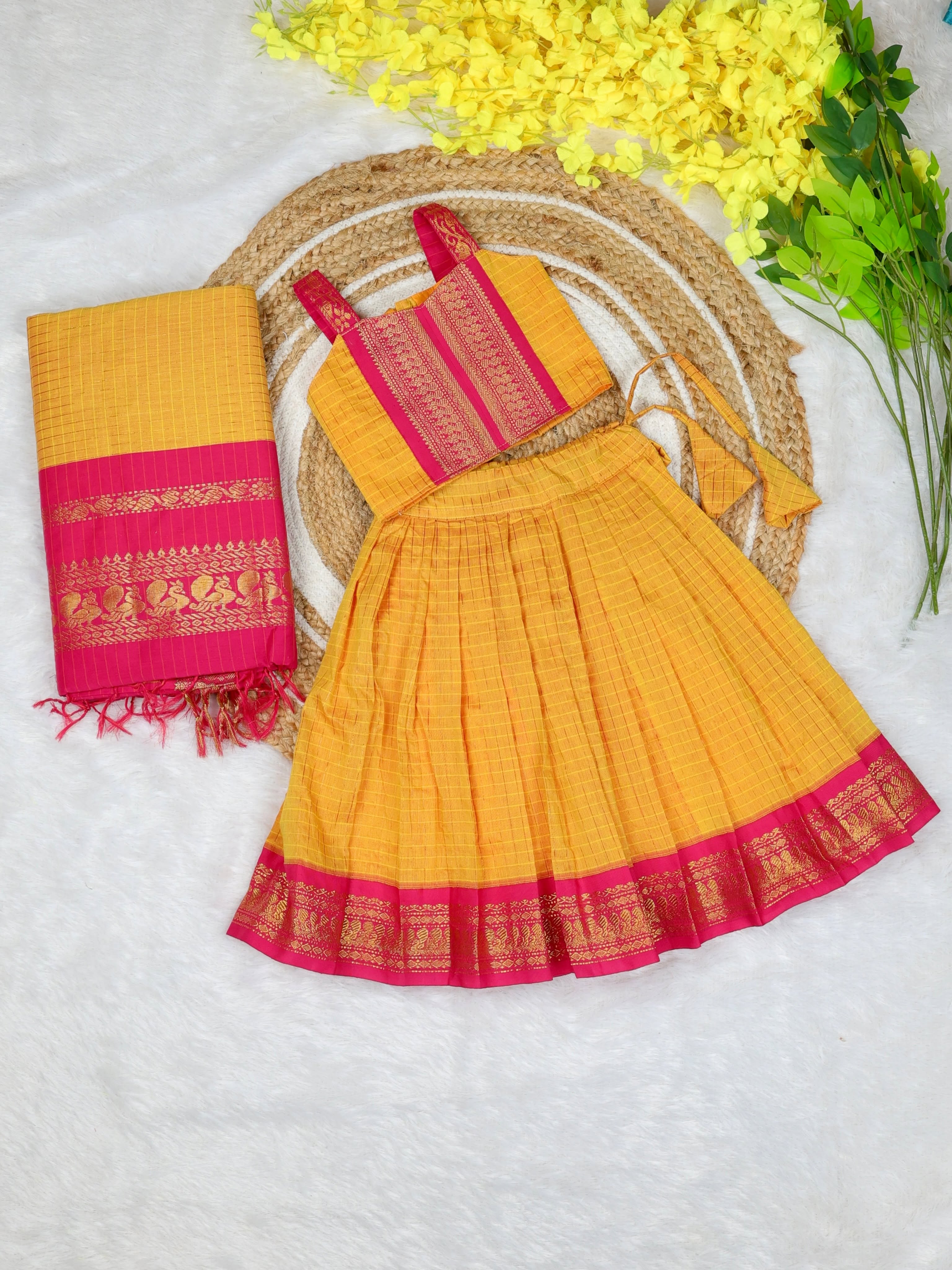 Parampara - The Grand Twinning Edit | Mom & Daughter Festive Collection - Yellow and Pink Combo