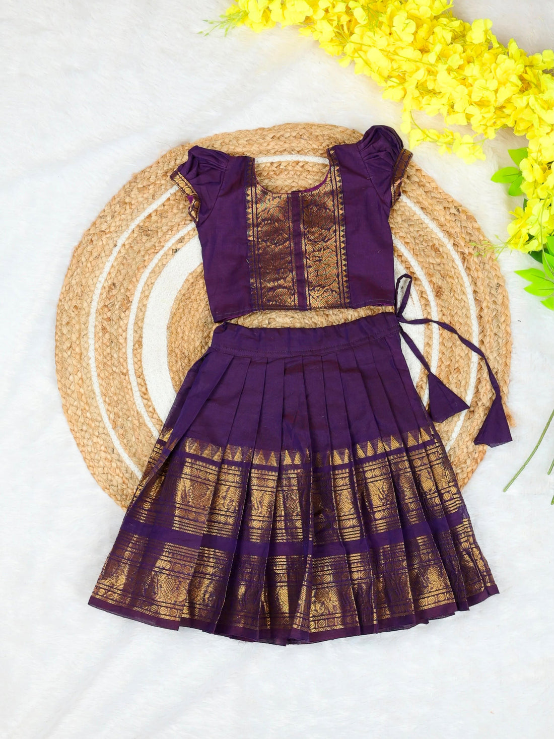 LAKSHMI - FESTIVE LAUNCH - Kanchi Cotton Paavadai and Sattai - Dark Purple Color