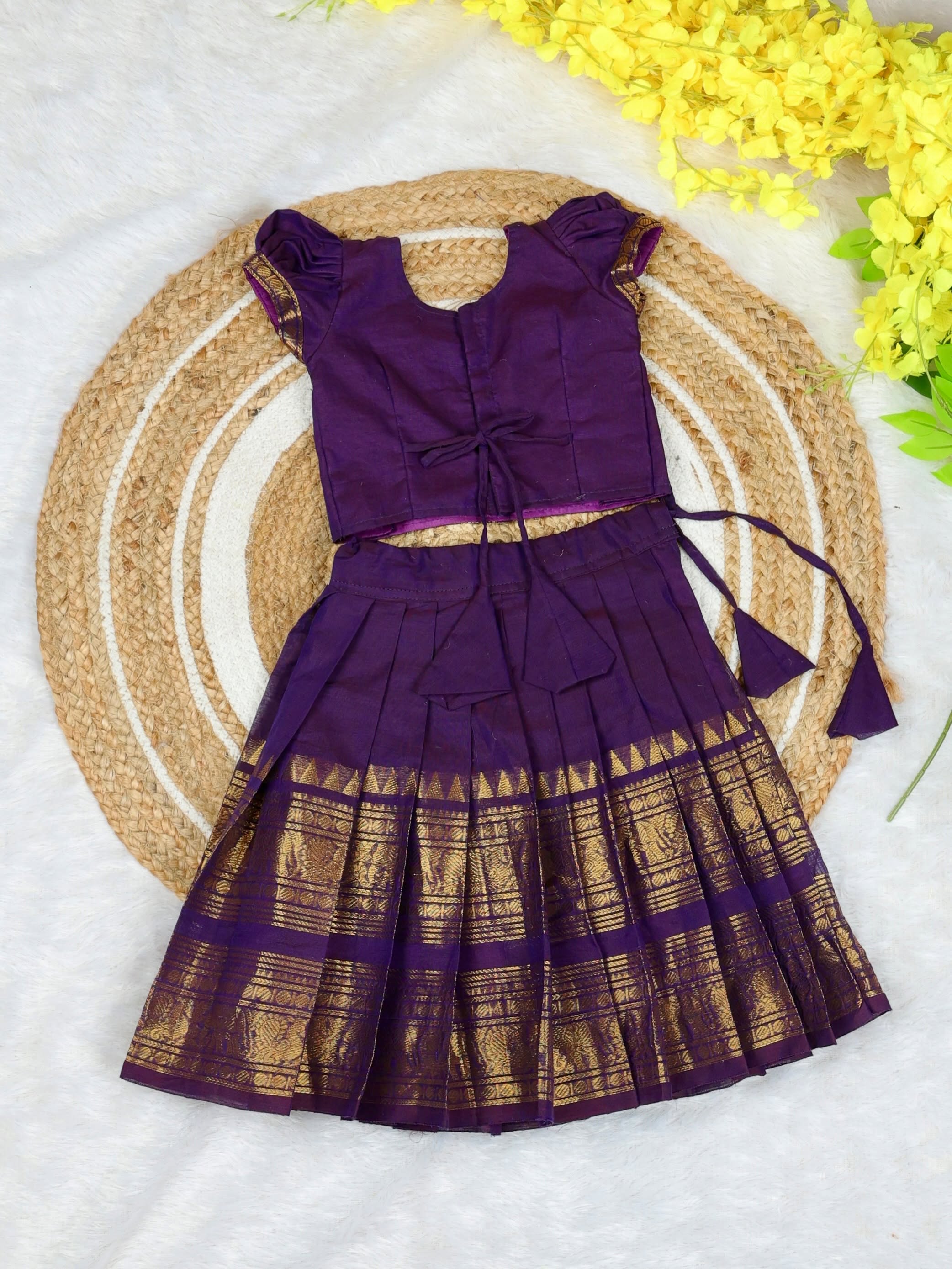 LAKSHMI - FESTIVE LAUNCH - Kanchi Cotton Paavadai and Sattai - Dark Purple Color