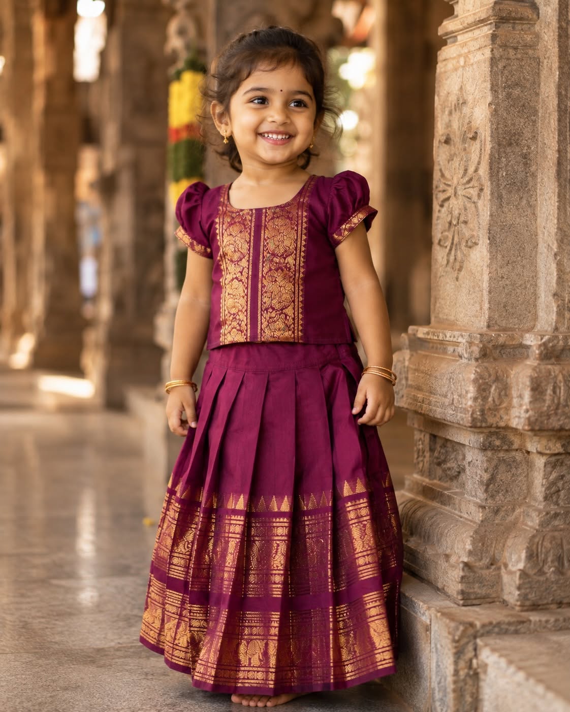 LAKSHMI - FESTIVE LAUNCH - Kanchi Cotton Paavadai and Sattai - Jamun Color