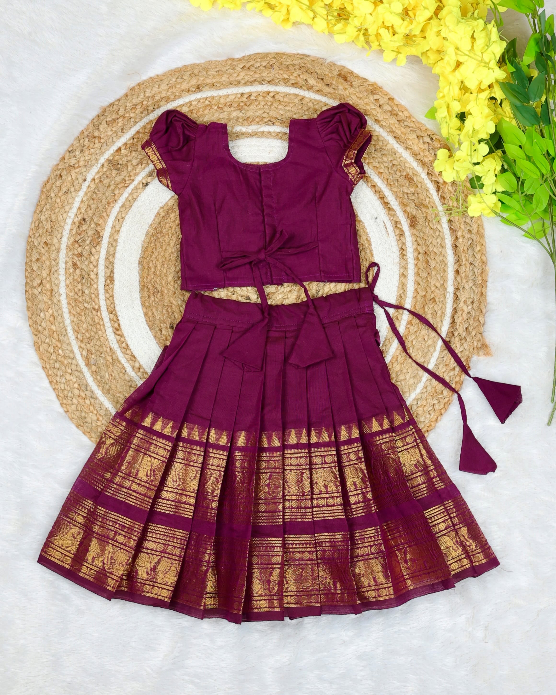 LAKSHMI - FESTIVE LAUNCH - Kanchi Cotton Paavadai and Sattai - Jamun Color