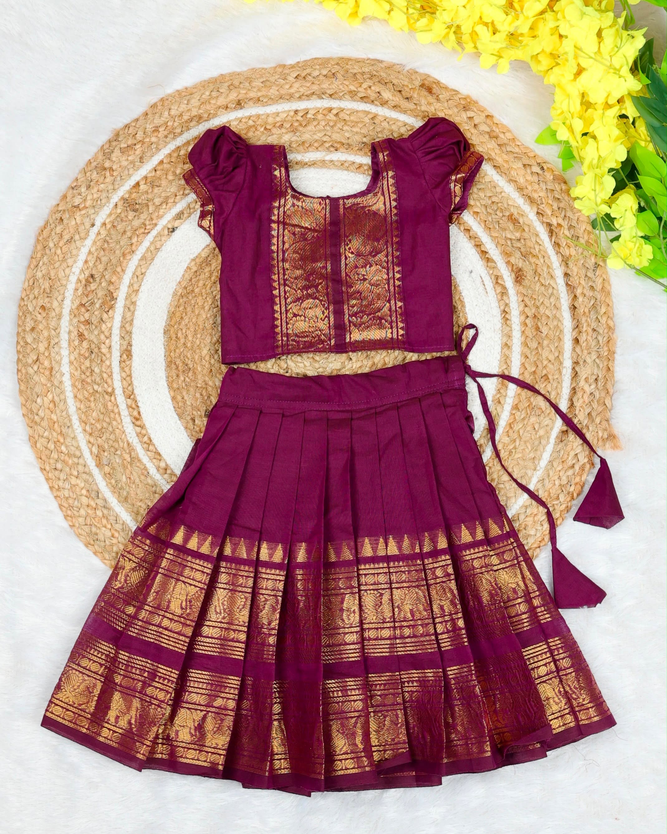 LAKSHMI - FESTIVE LAUNCH - Kanchi Cotton Paavadai and Sattai - Jamun Color