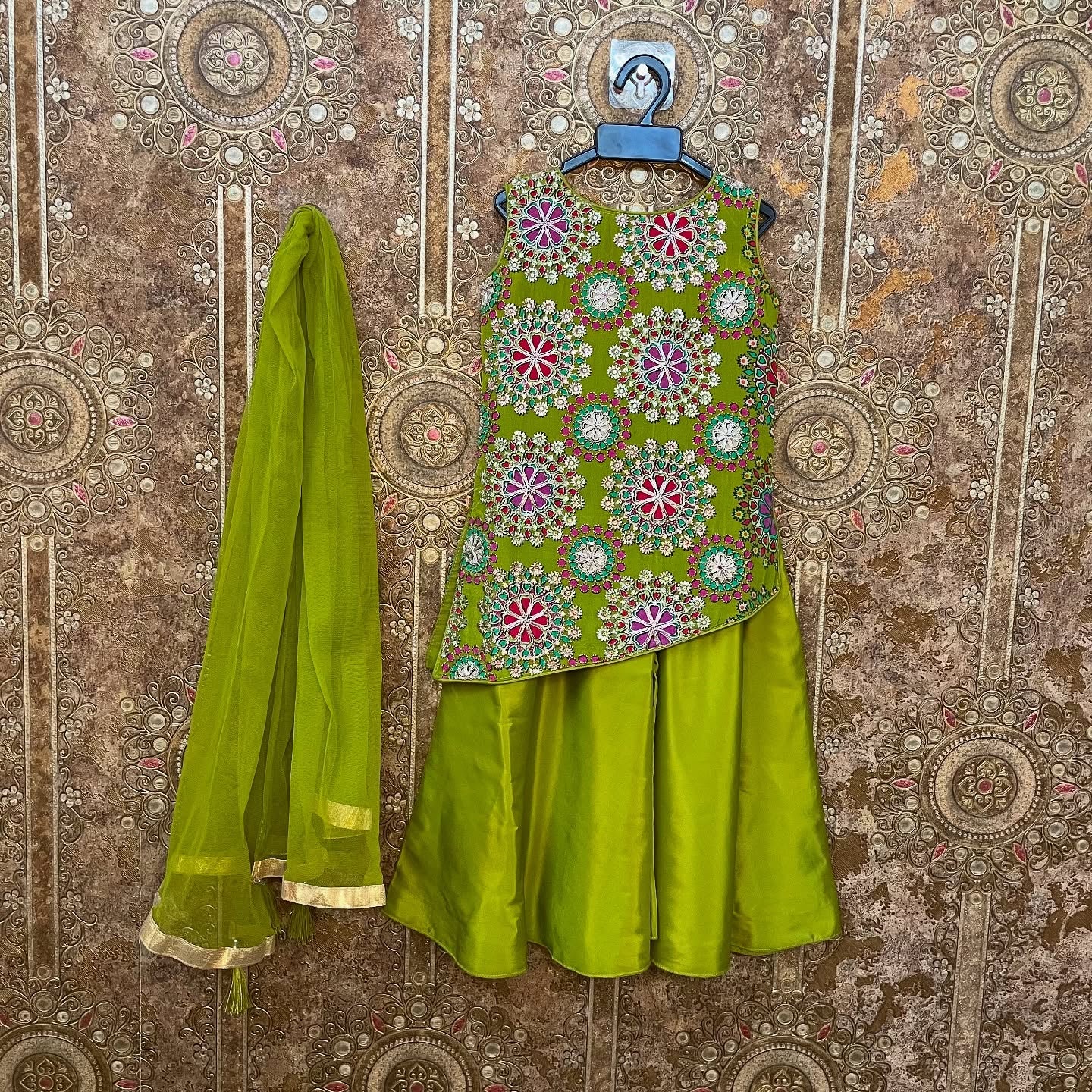 Green Color Sharara Set – Lia