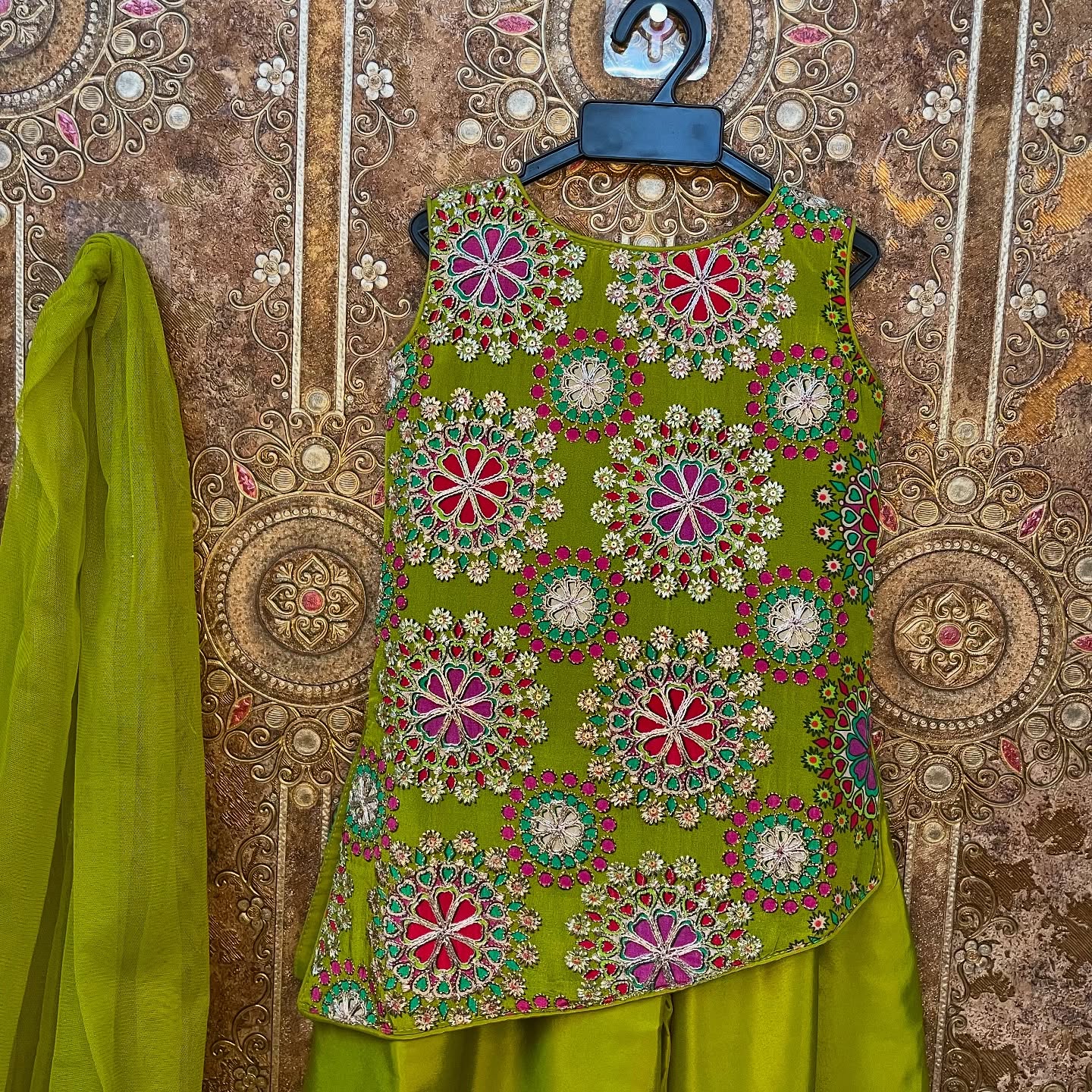 Green Color Sharara Set – Lia