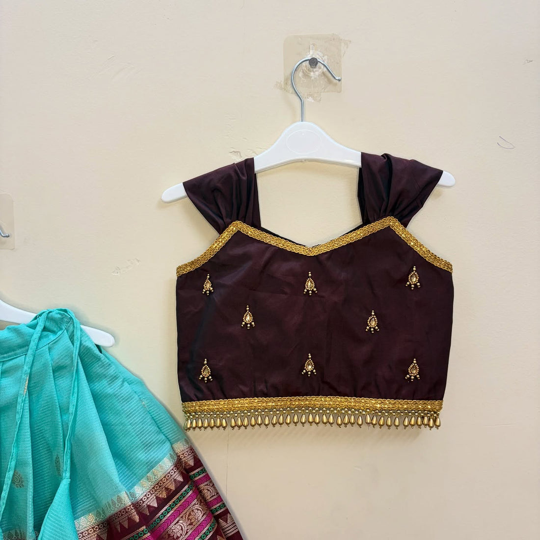 Premium Banarasi Silk Paavadai Sattai – Light Blue & Maroon Combo