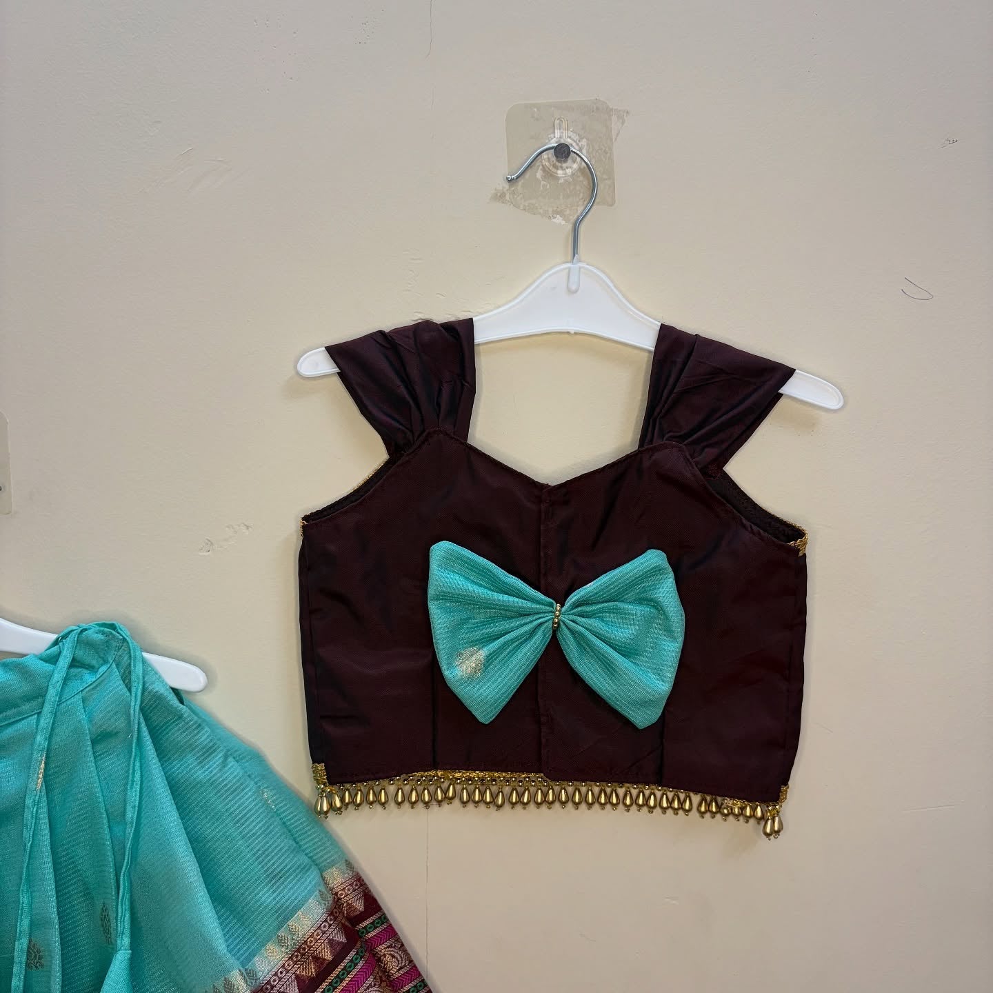 Premium Banarasi Silk Paavadai Sattai – Light Blue & Maroon Combo