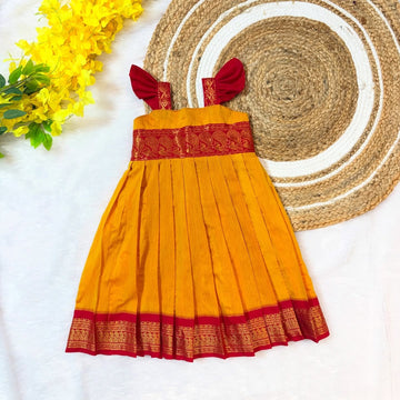 Yellow and Red Kalyani cotton frocks Mithra
