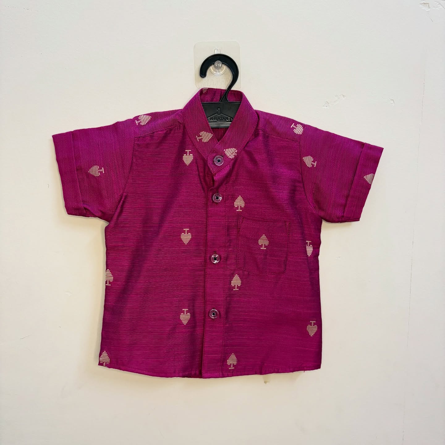 Premium Raw Silk Cotton Kids Shirt – Pink
