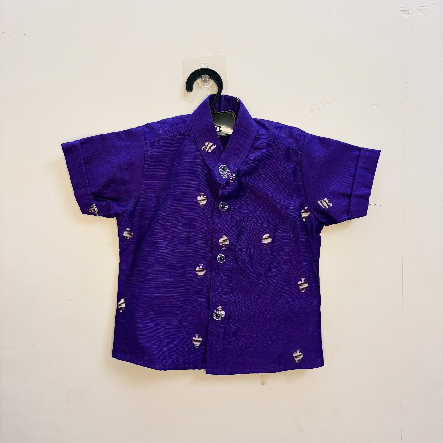 Premium Raw Silk Cotton Kids Shirt – Voilet