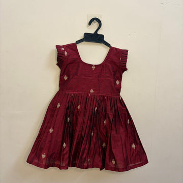 Maroon Luxurious Raw Silk Frock