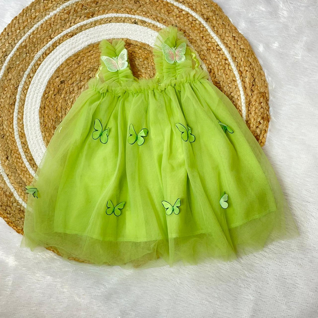 Light Green Butterfly Frock - PW003