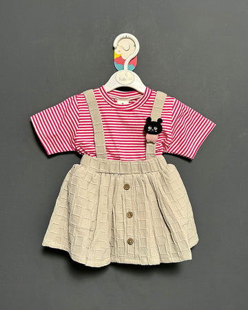 Pink Stripes with Grey Babysuit - Jingle Christmas Collections