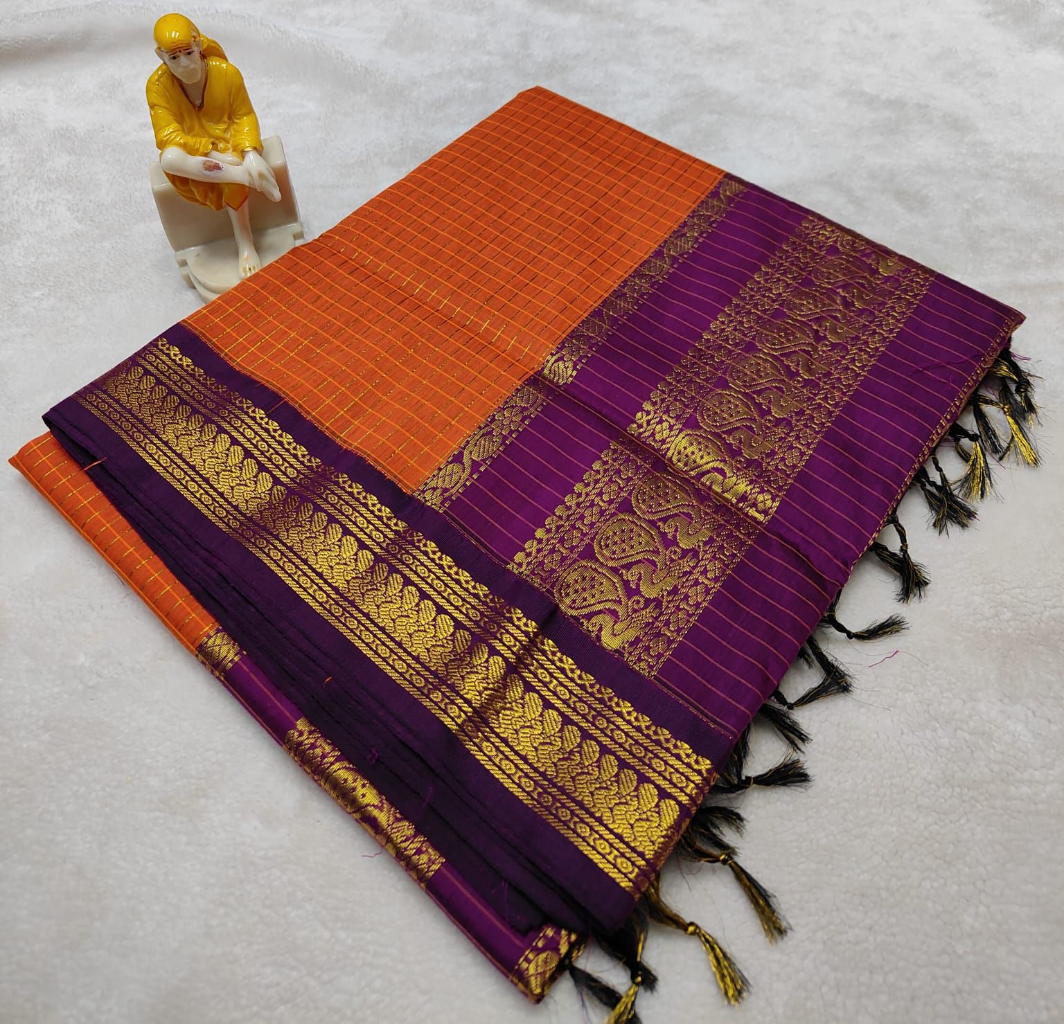 Parampara - The Grand Twinning Edit | Mom & Daughter Festive Collection - Orange and Dark Purple Combo