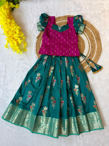 Ramar Blue and Pink Silk Paavadai Sattai