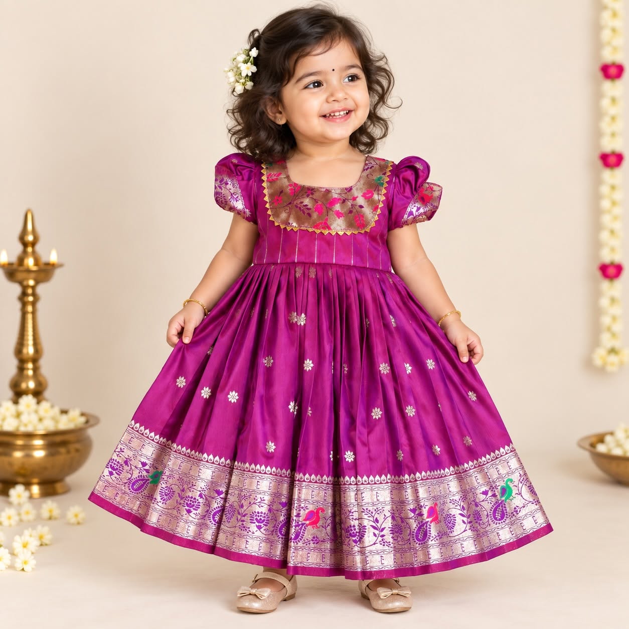 JAANVI – Purple Color Paithani Silk Frock
