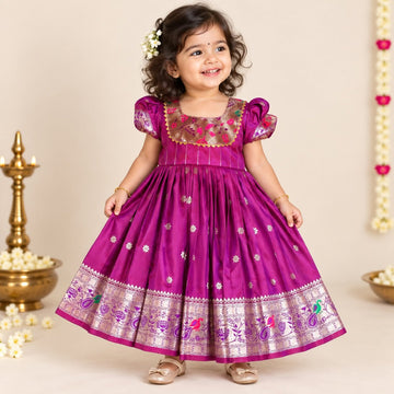 JAANVI – Purple Color Paithani Silk Frock