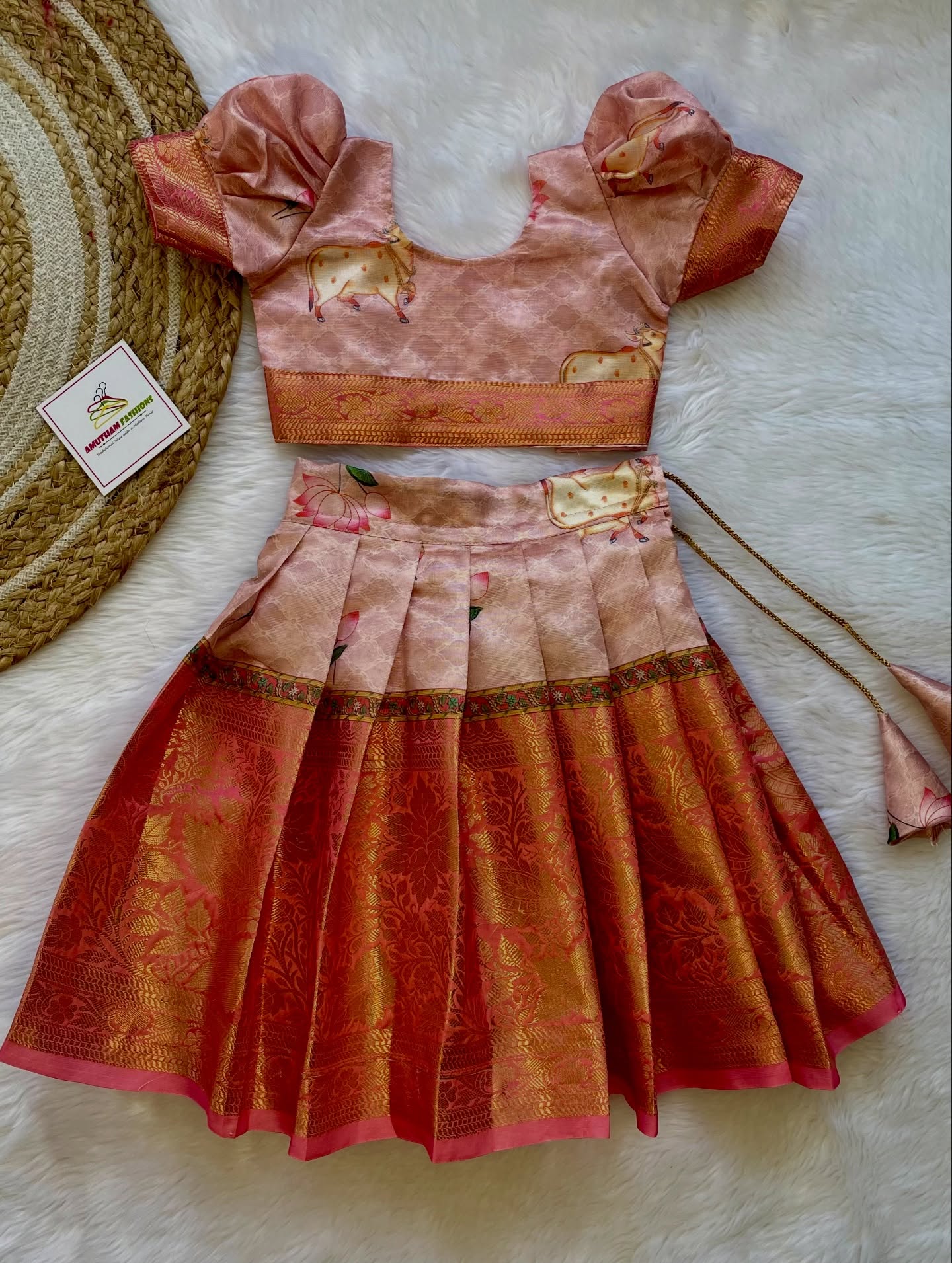 Pink Pichwai Silk Paavadai Sattai