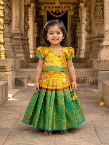 Yellow Pichwai Silk Paavadai Sattai