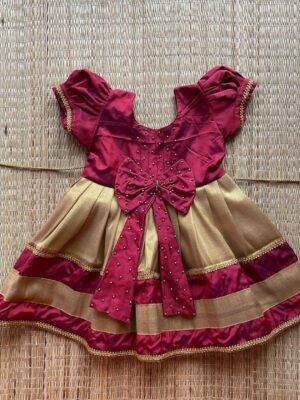 Maroon & Gold Kasavu Frock (Pre Booking)