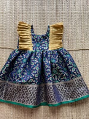 Dark Blue Patola Silk Jacquard Weaving Frock (Pre Booking)