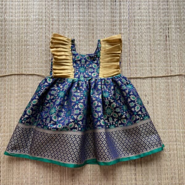 Dark Blue Patola Silk Jacquard Weaving Frock (Pre Booking)