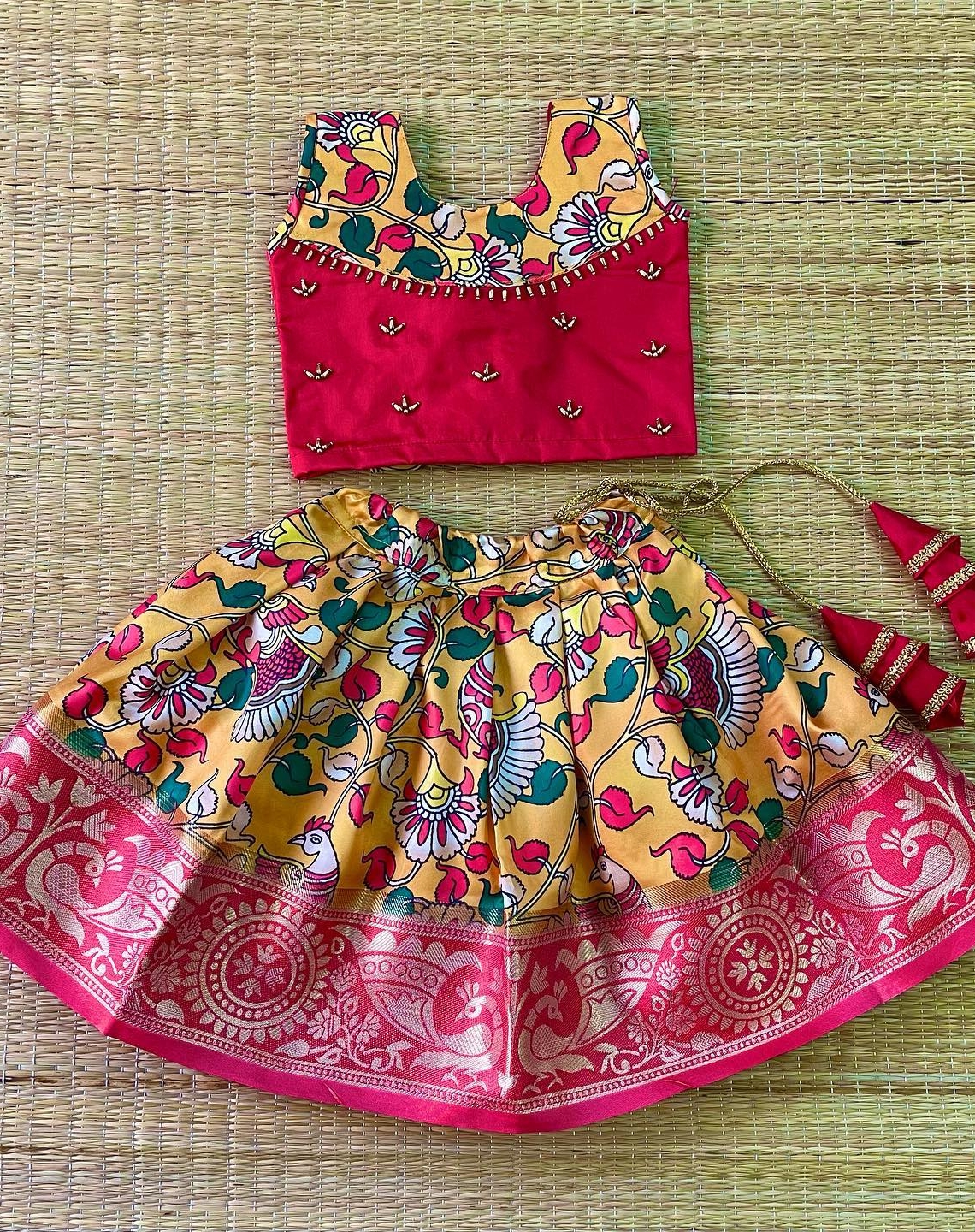 Buy Kalamkari Raw Silk Frock Mustard and Maroon for Indian Baby Girls and  Kids Online at desertcartINDIA