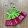 Light Green & Red Sungudi Cotton Knot Frock (Ready to Dispatch)