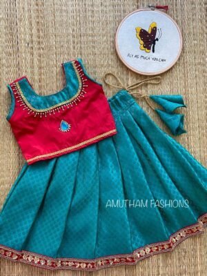 Ramar Blue & Hot Red Pattu Paavadai & Sattai (Pre Booking)