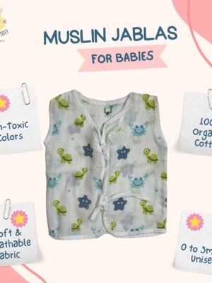 Premium Muslin Cotton New Born Baby Unisex Jablas(Pack of 3) - Front Open Knot- (Ready to Dispatch)