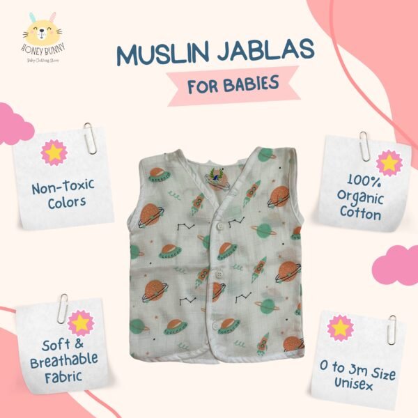 Premium Muslin Cotton New Born Baby Unisex Jablas(Pack of 3) -Front Open Button- (Ready to Dispatch)