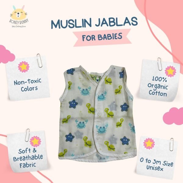 Premium Muslin Cotton New Born Baby Unisex Jablas(Pack of 3) -Front Open Button- (Ready to Dispatch)