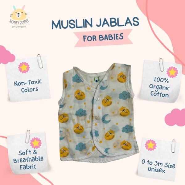 Premium Muslin Cotton New Born Baby Unisex Jablas(Pack of 3) -Front Open Button- (Ready to Dispatch)