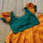 Traditional & Authentic Kanchivaram Pattu Paavadai & Sattai - Golden Yellow & Dark Green (Ready to Dispatch)