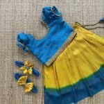 Soft Kubera Pattu Paavadai & Sattai – Lemon Yellow & Blue (Pre Booking)