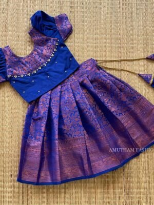 Semi Banarasi Pattu Paavadai & Sattai - Royal Blue Color (Ready to Dispatch)