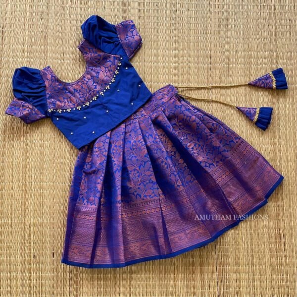 Semi Banarasi Pattu Paavadai & Sattai - Royal Blue Color (Ready to Dispatch)